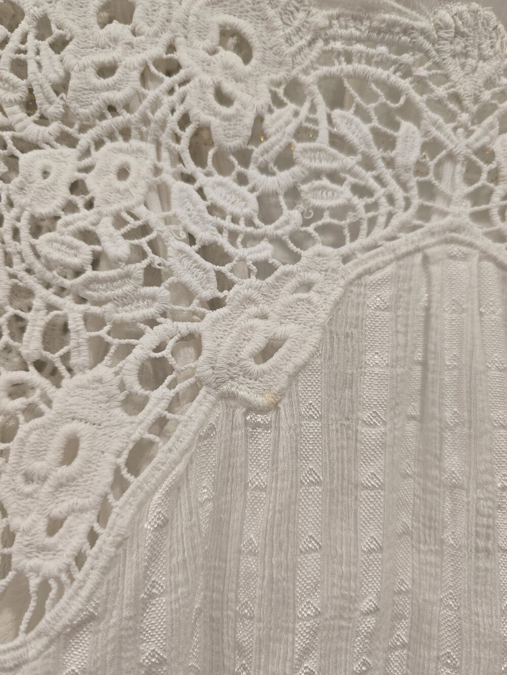 Anthropologie Moira peasant blouse intricate lace smocked cuffs V Neck 0 - Picture 8 of 9